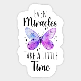 Even Miracles Take A Little Time butterfly Sticker